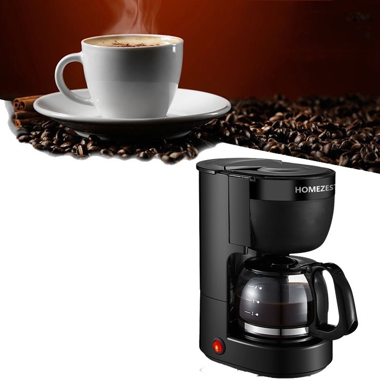 Homezest Household Small Coffee Maker Automatic Mini Drip Coffee Machine, Style:EU Plug(Black) - British D'sire