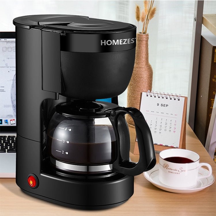 Homezest Household Small Coffee Maker Automatic Mini Drip Coffee Machine, Style:EU Plug(Black) - British D'sire