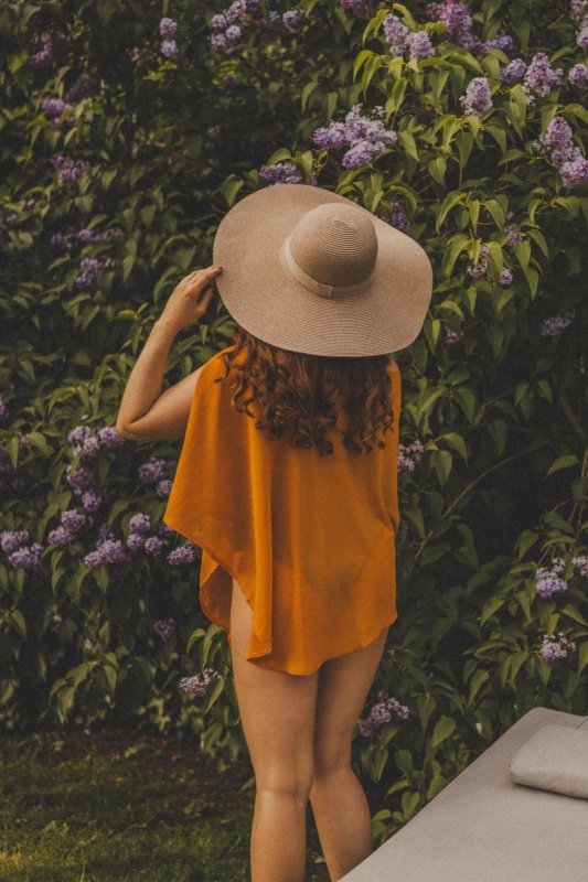 Xander Kostroma - Honey Orange Viscose Beach Coverup for Women - 65 x 95cm - Sustainable and Stylish Beachwear - Perfect for Poolside Relaxation and Summer Fun Secondary image