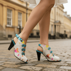Honey - White Rainbow Blue Foil heel shoe - Heel Shoe - British D'sire