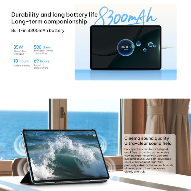 Honor Pad X10 Pro WiFi Tablet PC, 11.5 inch 8GB+256GB MagicOS 9.0 Qualcomm Snapdragon 685 Octa Core (Grey) - British D'sire