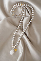 Howlite Crystal Longer Length Necklace with Detail - Necklaces - British D'sire