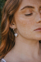Howlite Heart Hoop Earrings - Earrings - British D'sire