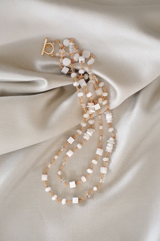 Xander Kostroma - Healing Stones Necklace(100cm) –Clear Quartz, Howlite & Moonstone –14ct Gold-Plated –Energize, Heal & Elevate Your Spirit –Perfect for Boho Chic Fashion Enthusiasts Secondary image