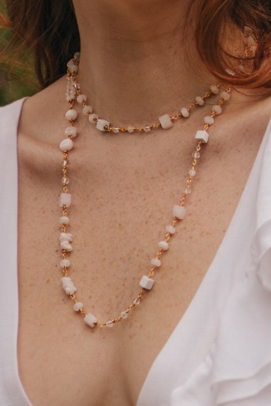 Howlite, Quartz and Moonstone Random Layered Necklace - Necklaces - British D'sire
