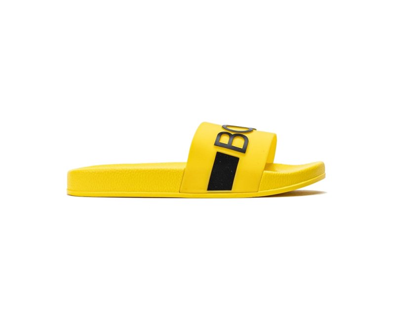 Hugo Boss Kids J29246 553 Logo Sliders Yellow - Flip Flops - British D'sire Main image