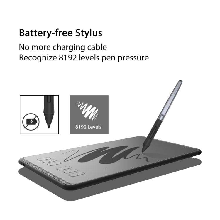 HUION Inspiroy Series H640P 5080LPI Professional Art USB Graphics Drawing Tablet for Windows / Mac OS, with Battery - free Pen - British D'sire