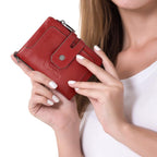 HUMERPAUL BP778 Short Leather Wallet RFID Tri - fold Double Zipper Coin Purse(Brown) - British D'sire