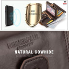 HUMERPAUL BP778 Short Leather Wallet RFID Tri - fold Double Zipper Coin Purse(Brown) - British D'sire