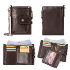 HUMERPAUL BP778 Short Leather Wallet RFID Tri - fold Double Zipper Coin Purse(Red) - British D'sire