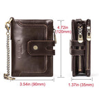 HUMERPAUL BP778 Short Leather Wallet RFID Tri - fold Double Zipper Coin Purse(Red) - British D'sire