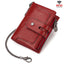 HUMERPAUL BP778 Short Leather Wallet RFID Tri - fold Double Zipper Coin Purse(Red) - British D'sire