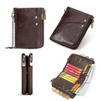 HUMERPAUL BP852 RFID Leather Anti - Theft Wallet Short Double Zipper Wallet(Brown) - British D'sire