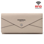 HUMERPAUL BP998 Women Leather Long Wallet RFID Multi - Card Holder Clutch Bag(Beige) - British D'sire