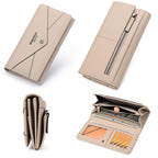 HUMERPAUL BP998 Women Leather Long Wallet RFID Multi - Card Holder Clutch Bag(Beige) - British D'sire