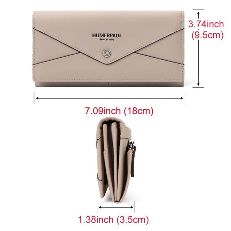 HUMERPAUL BP998 Women Leather Long Wallet RFID Multi - Card Holder Clutch Bag(Beige) - British D'sire