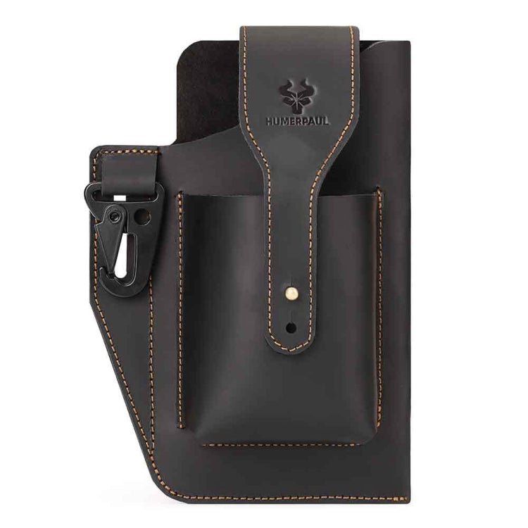 HUMERPAUL Retro Keychain Wears Belt Leather Mobile Phone Bag Men Waist Bag(Black) - British D'sire