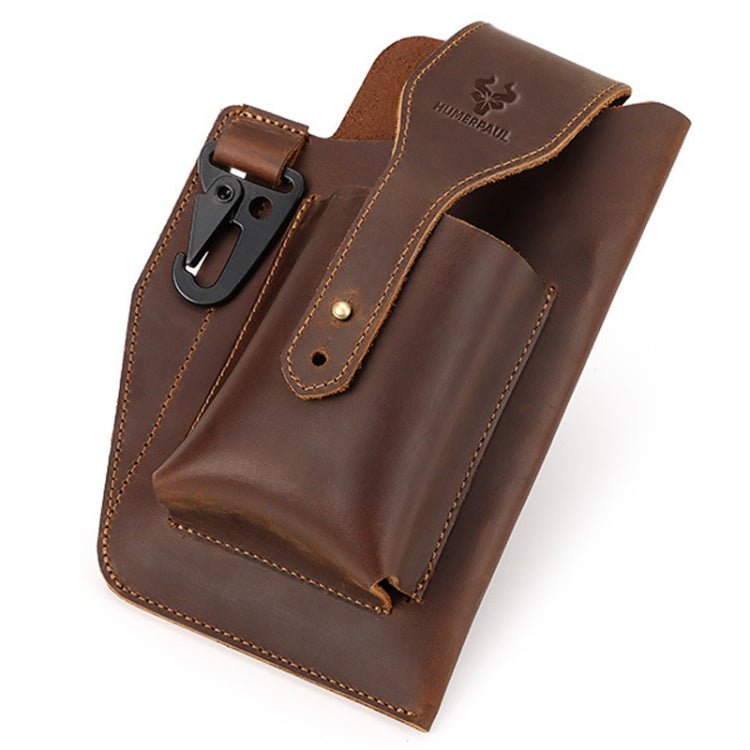 HUMERPAUL Retro Keychain Wears Belt Leather Mobile Phone Bag Men Waist Bag(Coffee) - British D'sire
