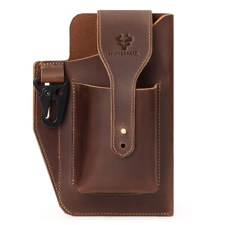 HUMERPAUL Retro Keychain Wears Belt Leather Mobile Phone Bag Men Waist Bag(Coffee) - British D'sire Main image