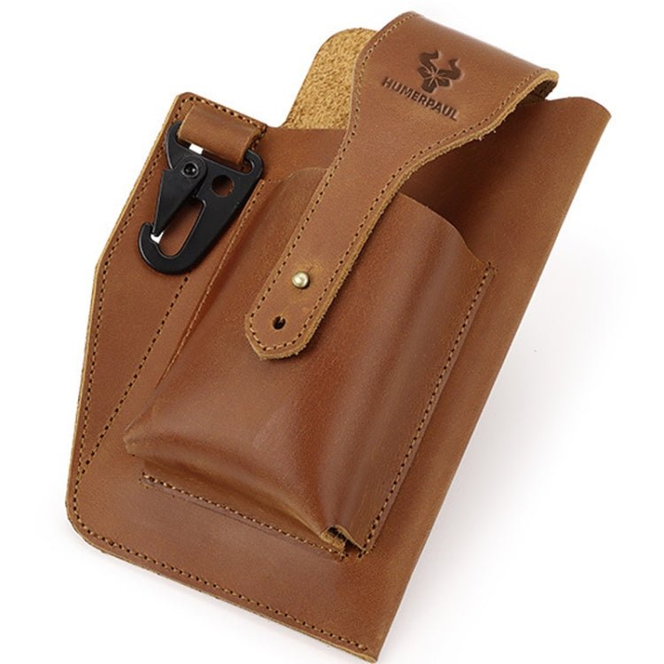 HUMERPAUL Retro Keychain Wears Belt Leather Mobile Phone Bag Men Waist Bag(Light Brown) - British D'sire