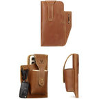 HUMERPAUL Retro Keychain Wears Belt Leather Mobile Phone Bag Men Waist Bag(Light Brown) - British D'sire