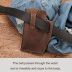HUMERPAUL Retro Keychain Wears Belt Leather Mobile Phone Bag Men Waist Bag(Light Brown) - British D'sire