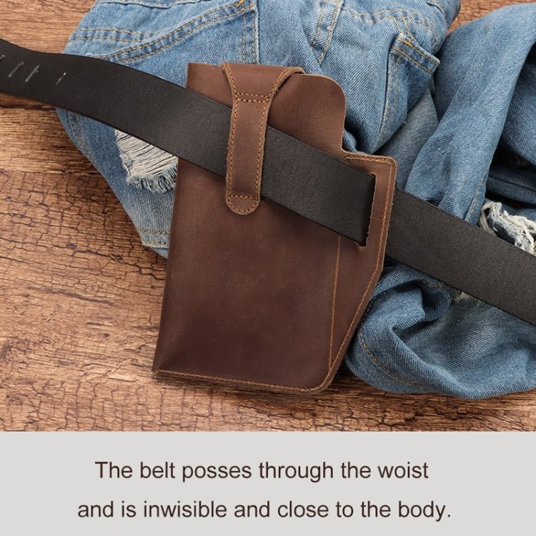 HUMERPAUL Retro Keychain Wears Belt Leather Mobile Phone Bag Men Waist Bag(Light Brown) - British D'sire