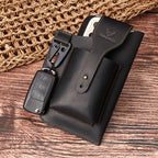 HUMERPAUL Retro Keychain Wears Belt Leather Mobile Phone Bag Men Waist Bag(Light Brown) - British D'sire