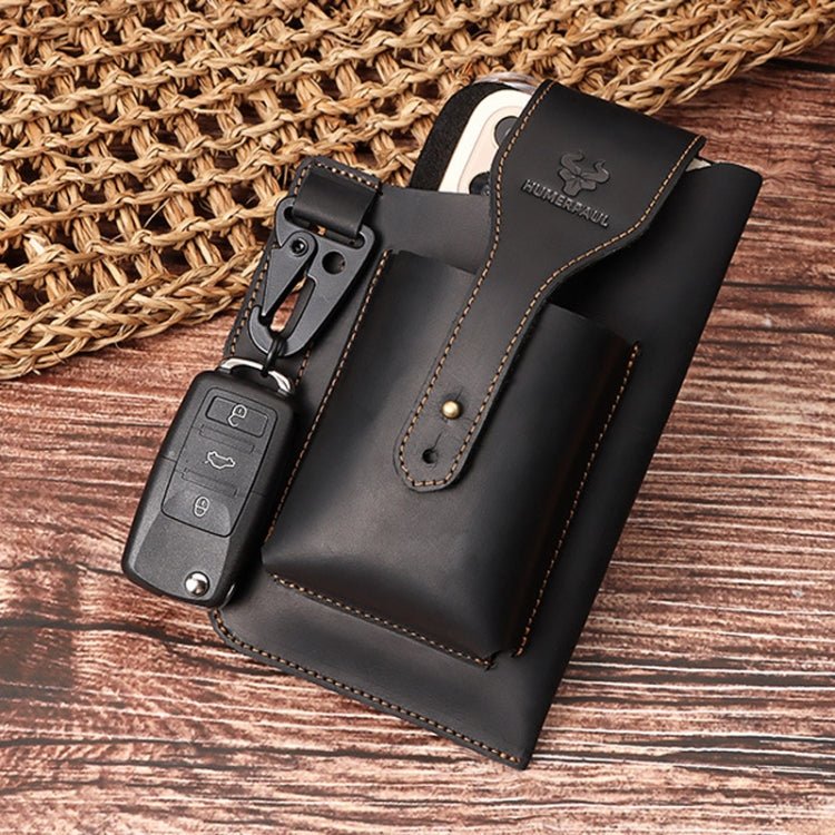 HUMERPAUL Retro Keychain Wears Belt Leather Mobile Phone Bag Men Waist Bag(Light Brown) - British D'sire