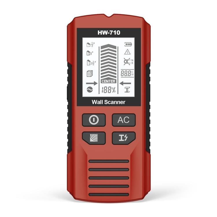 HW-710 5-in-1 Wall Scanner Metal Detector Stud Finder Measuring Instrument(Red) - British D'sire
