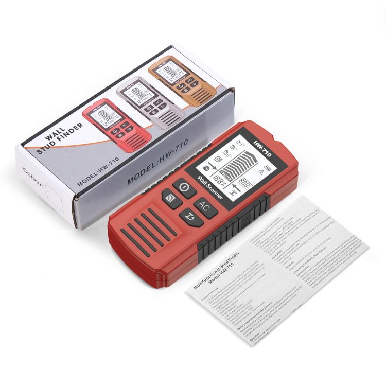 HW-710 5-in-1 Wall Scanner Metal Detector Stud Finder Measuring Instrument(Red) - British D'sire