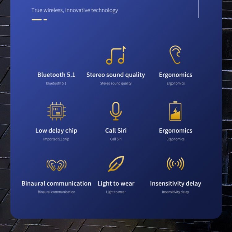 HXSJ Air - S4 Bluetooth 5.1 True Wireless HiFi Stereo Earphones with Charging Case(Black) - British D'sire