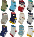 HYCLES Baby Girp Socks 12 Pairs for Boys Girls 1 - 7 Years Toddler Infant Kids Children Non Skid Anti - slip Socks - British D'sire