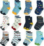 HYCLES Baby Girp Socks 12 Pairs for Boys Girls 1 - 7 Years Toddler Infant Kids Children Non Skid Anti - slip Socks - British D'sire