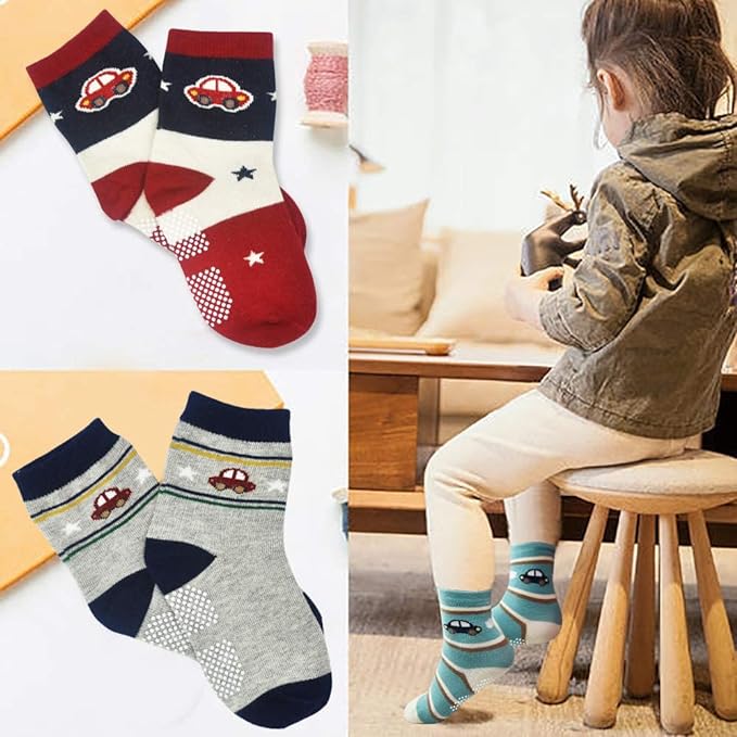 HYCLES Baby Girp Socks 12 Pairs for Boys Girls 1-7 Years Toddler Infant Kids Children Non Skid Anti-slip Socks Secondary image