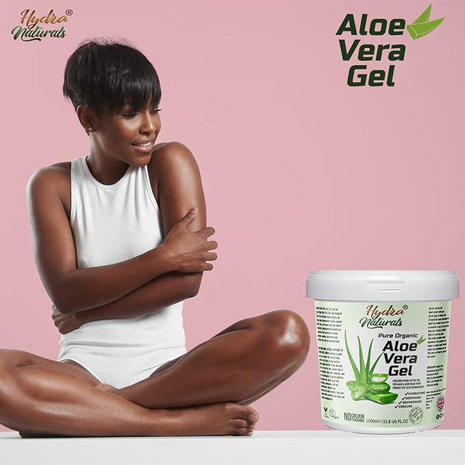 Hydra Naturals Aloe Vera Gel for Hair, Skin, Face, Dry Skin and Multipurpose Made From Freshly Cut Aloe Vera All-Over Head to Toe 1000ml Large XXL Size - British D'sire