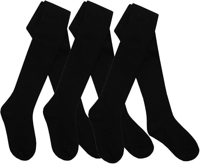 I2I Girls 3 Pairs Multibuy Cotton Rich Plain Tights - Kids socks - British D'sire