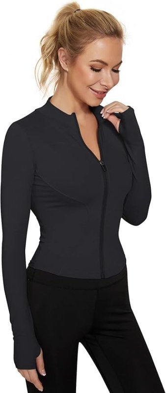 IECCP Womens Long Sleeve Sports T-Shirt Fitness Workout Yoga Crop Tops Ladies Running Half Zip Breathable with Thumb Holes Secondary image