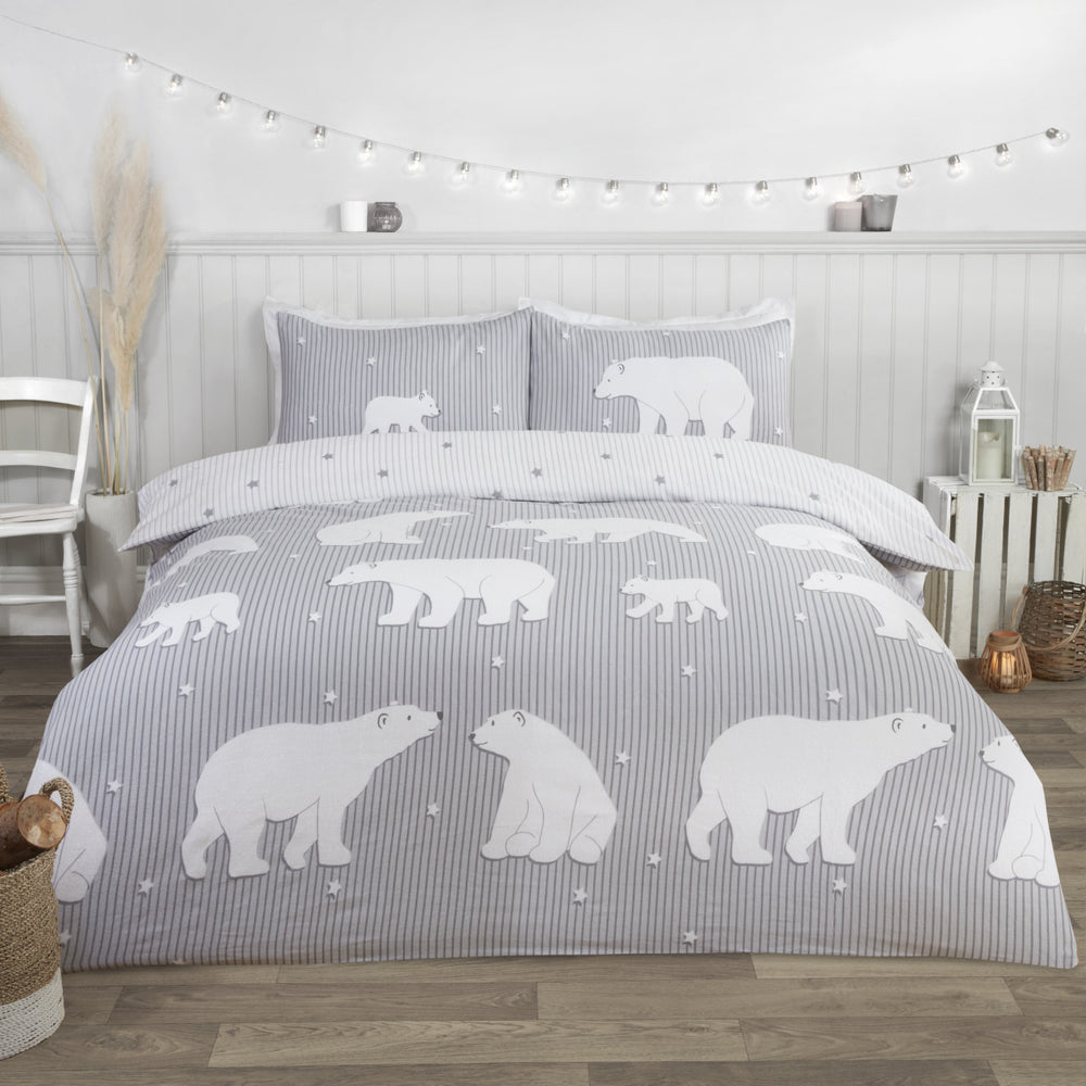 100% Brushed Cotton Flannelette Reversible Duvet Quilt Cover Bedding 30 Designs