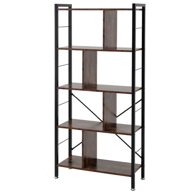 Industrial Style 5 Tier Bookcase Metal Frame - Bookshelf - British D'sire