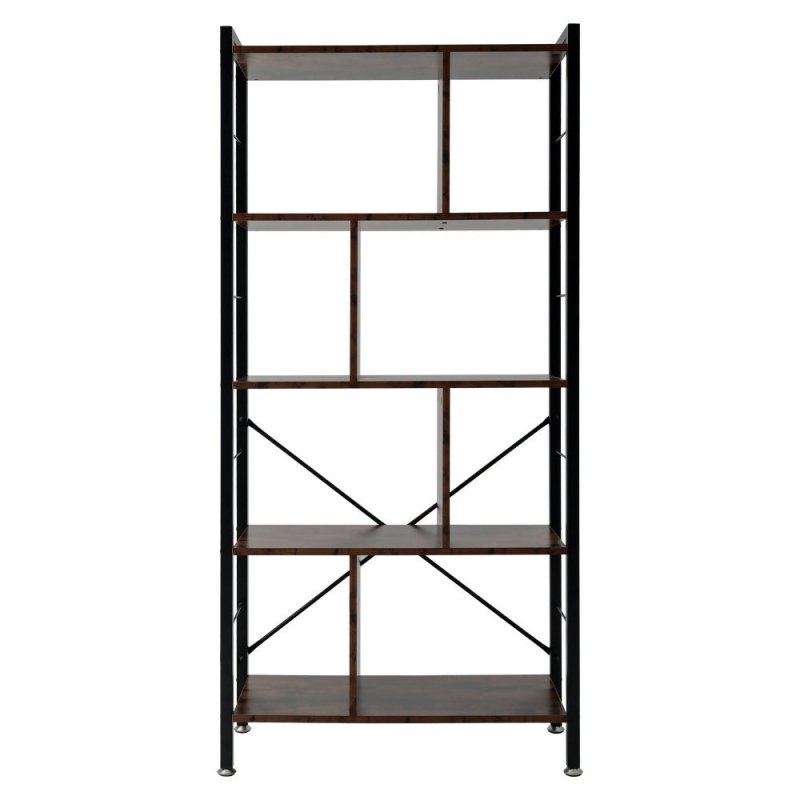 Industrial Style 5 Tier Bookcase Metal Frame - Bookshelf - British D'sire