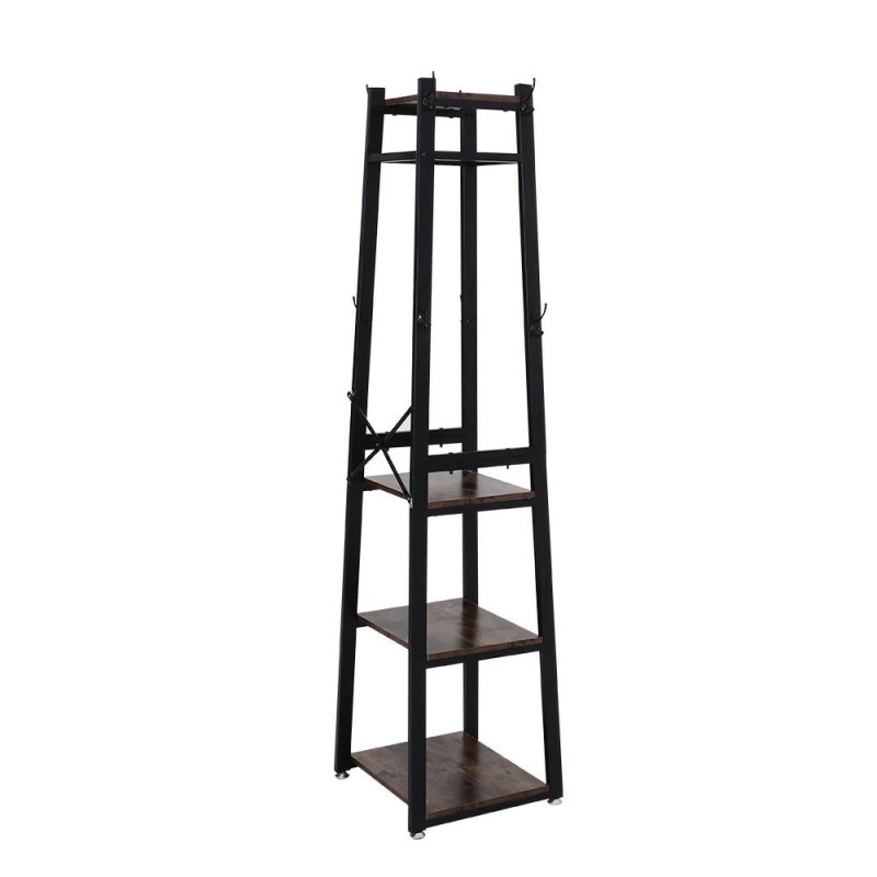 Industrial Style Clothing Rack with 4 Tiers of Shelves - Clothes Rack - British D'sire