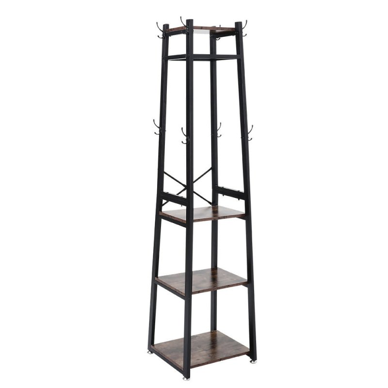 Industrial Style Clothing Rack with 4 Tiers of Shelves - Clothes Rack - British D'sire