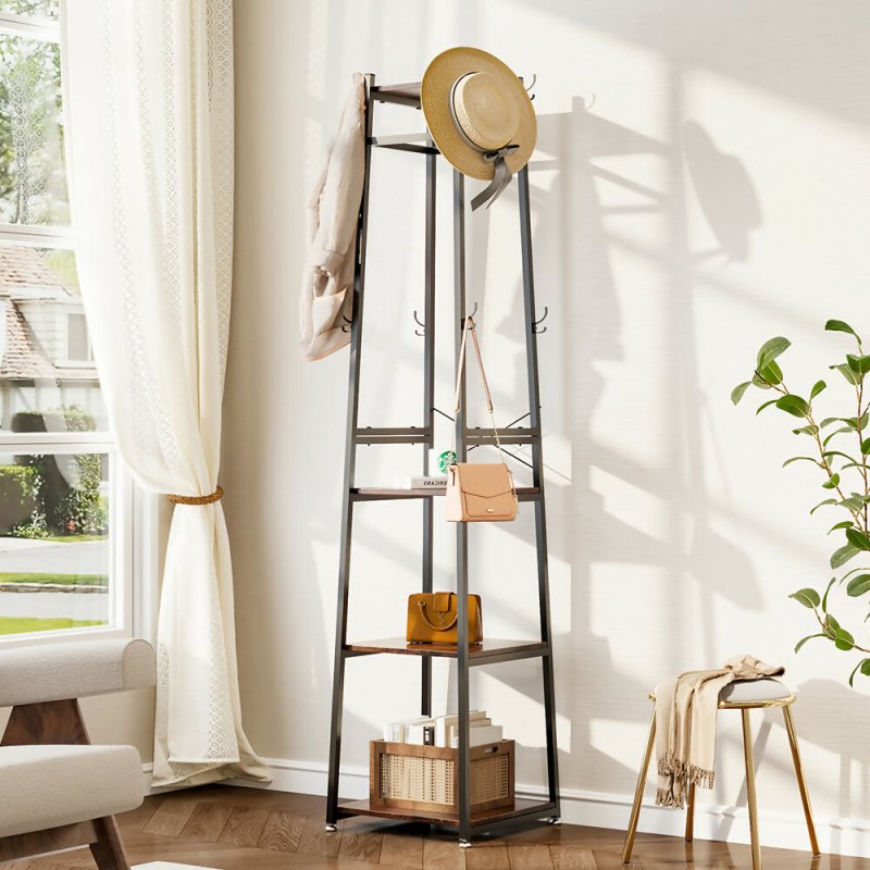 Industrial Style Clothing Rack with 4 Tiers of Shelves - Clothes Rack - British D'sire