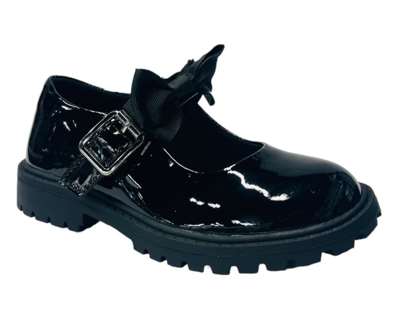 Infant's Faux Patent Leather Buckle Bow Flat Shoes - Flats - British D'sire Main image