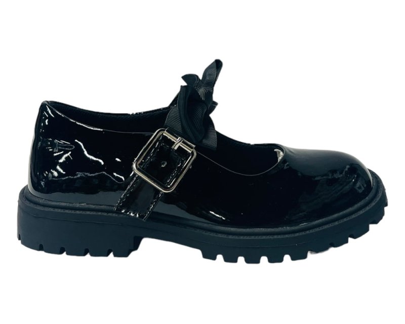Infant's Faux Patent Leather Buckle Bow Flat Shoes - Flats - British D'sire
