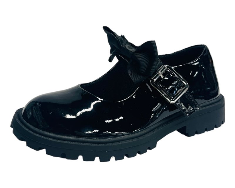 Infant's Faux Patent Leather Buckle Bow Flat Shoes - Flats - British D'sire