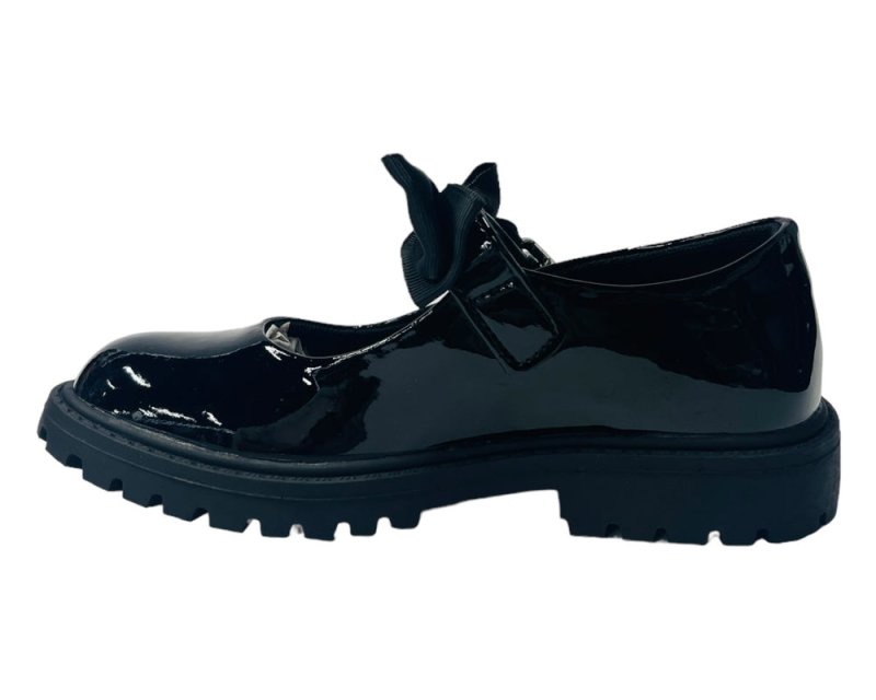 Infant's Faux Patent Leather Buckle Bow Flat Shoes - Flats - British D'sire