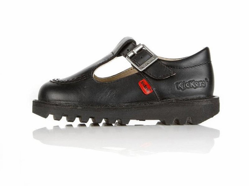 Infants Youths Kickers KICK T CORE Leather T Bar Shoes Black Secondary image