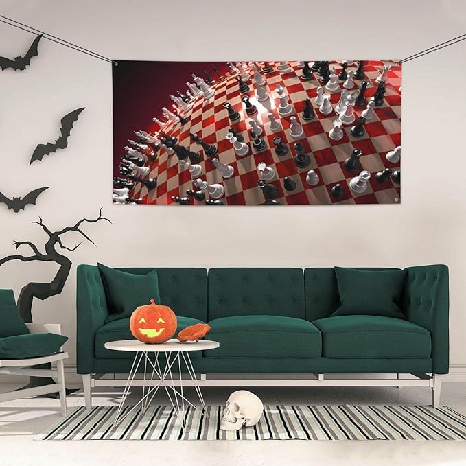 International Chess Banner Party Decor Backdrop Banner Themed Party Photography Background Decorations Banner Birthday Party Supplies Favors Wall Decor Banner 47 x 24 Inch - British D'sire